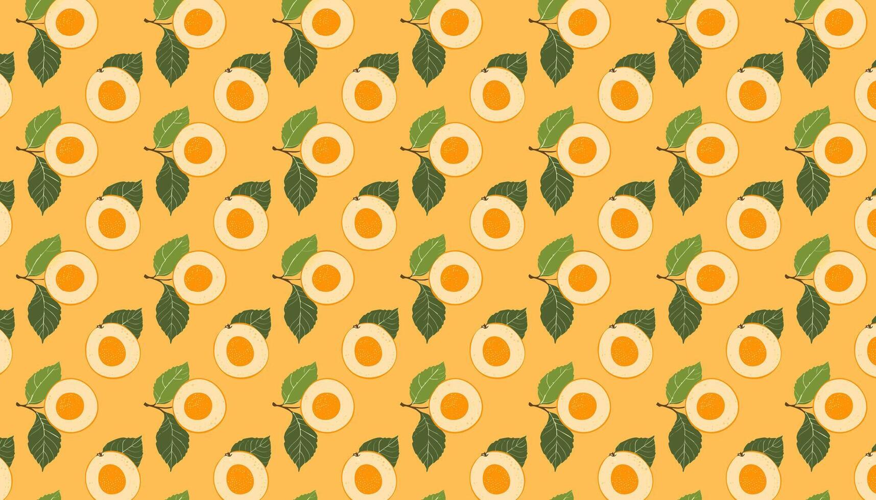 Pattern with Loquat and leaves. illustration. vector