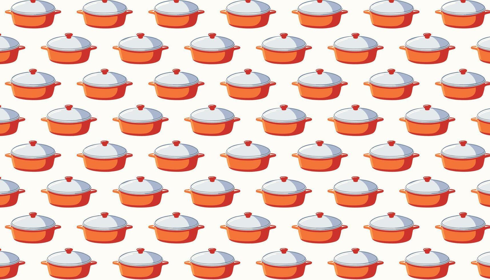 Illustration on theme big colored kitchen casserole dish with lid for soup pattern. vector
