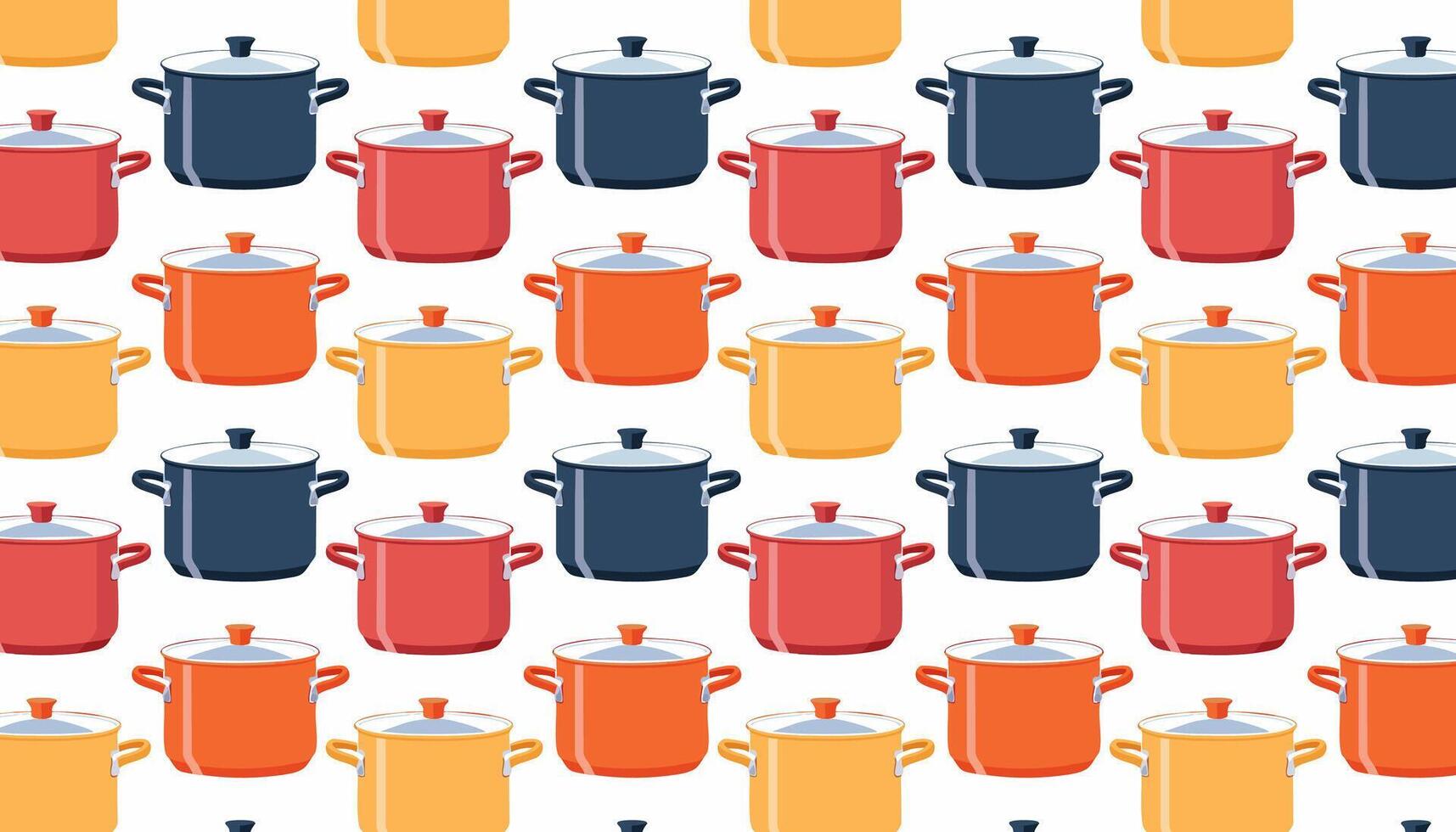 Pattern with saucepans illustration in cartoon style. vector