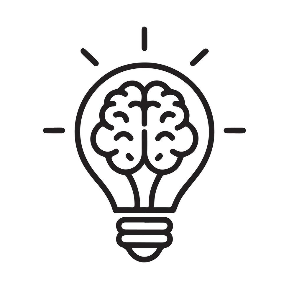 Simple art of a Brain Inside a Lightbulb vector