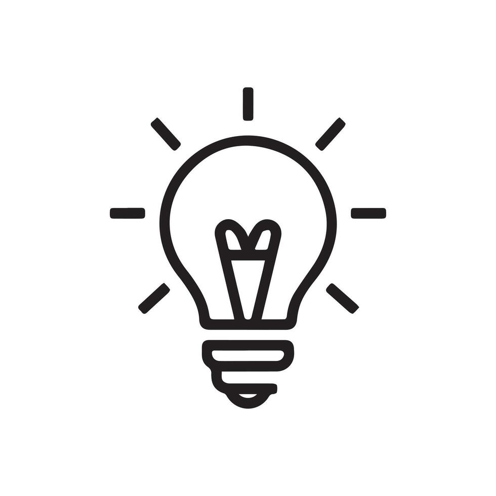 Simple Black Line Drawing of an Idea Light Bulb vector