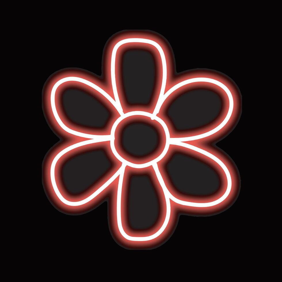Printneon flower isolated on black background. vector