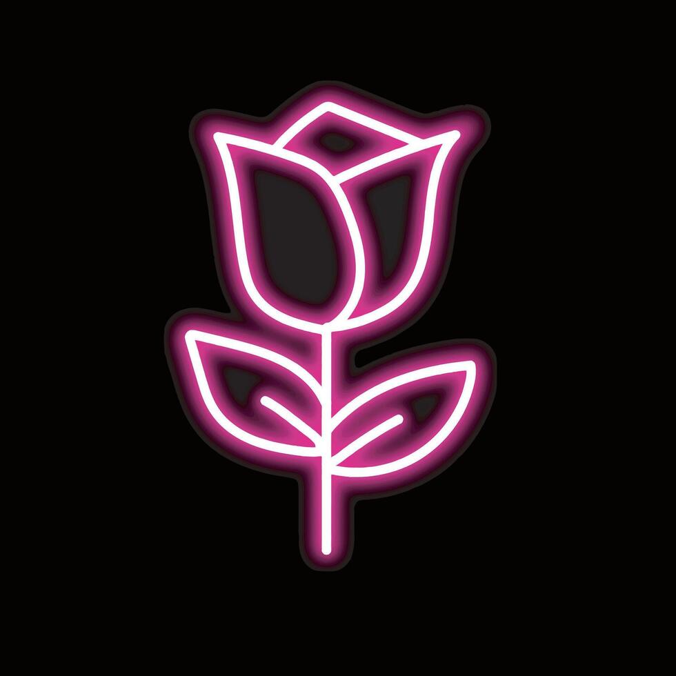neon flower isolated on black background. vector