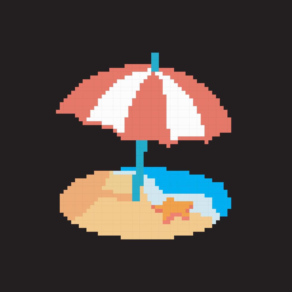 beach pixel art vector
