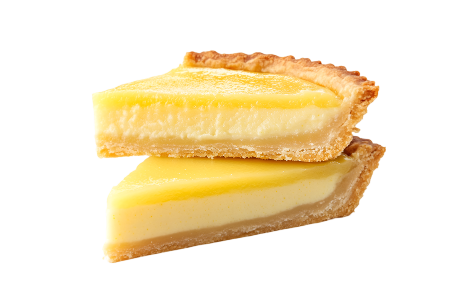 Lemon tart slices with mint isolated on a transparent background png