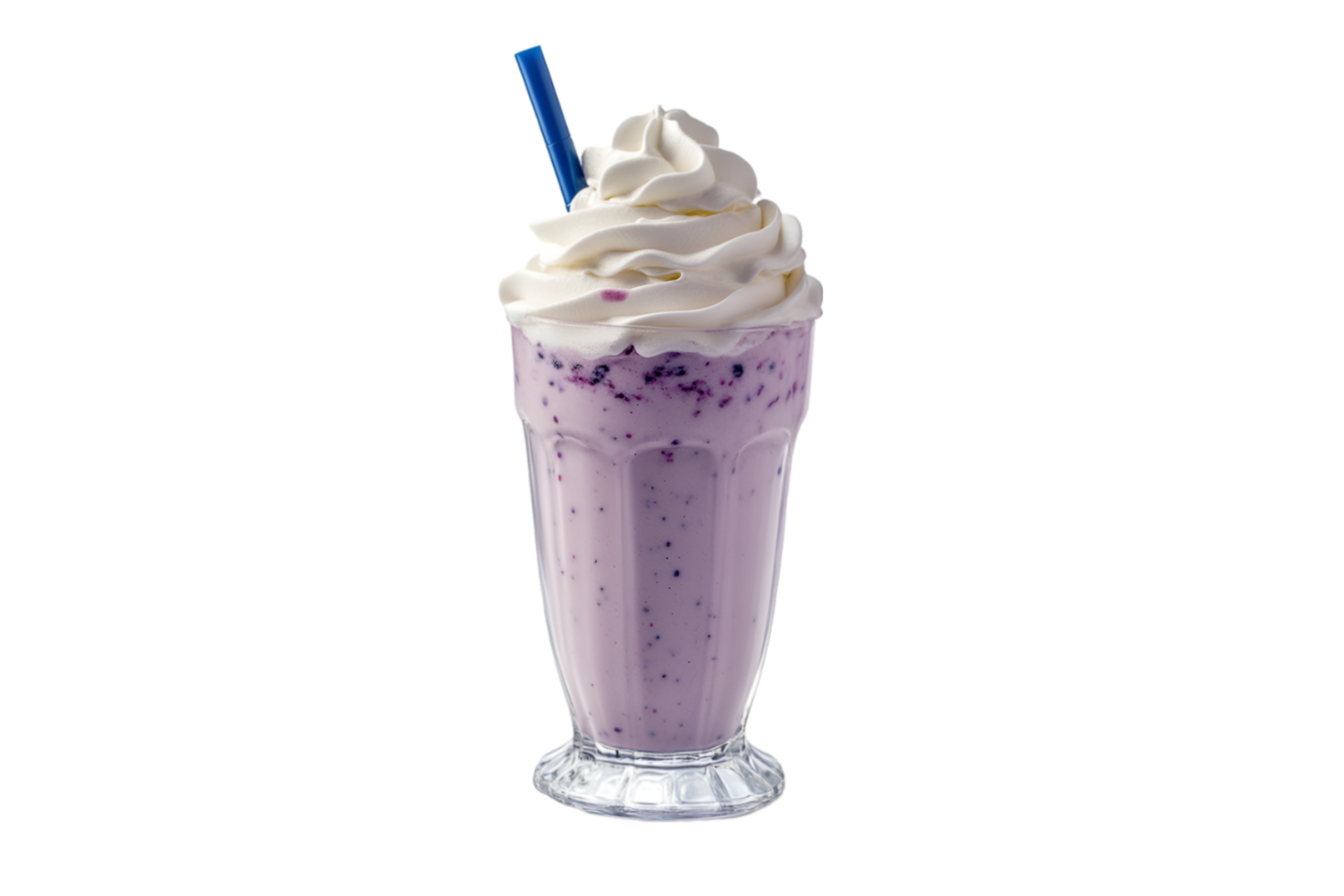 Blueberry milkshake with whipped cream isolated on a transparent background png