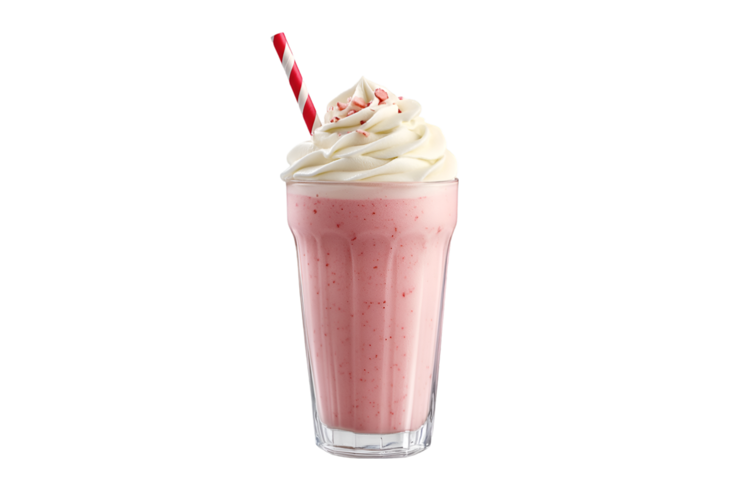Strawberry milkshake with whipped cream isolated on a transparent background png