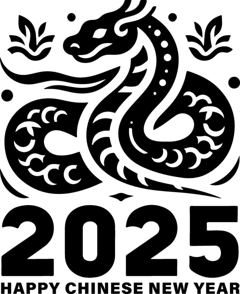 2025 Snake symbolizes prosperity and joy for Chinese New Year celebrations vector