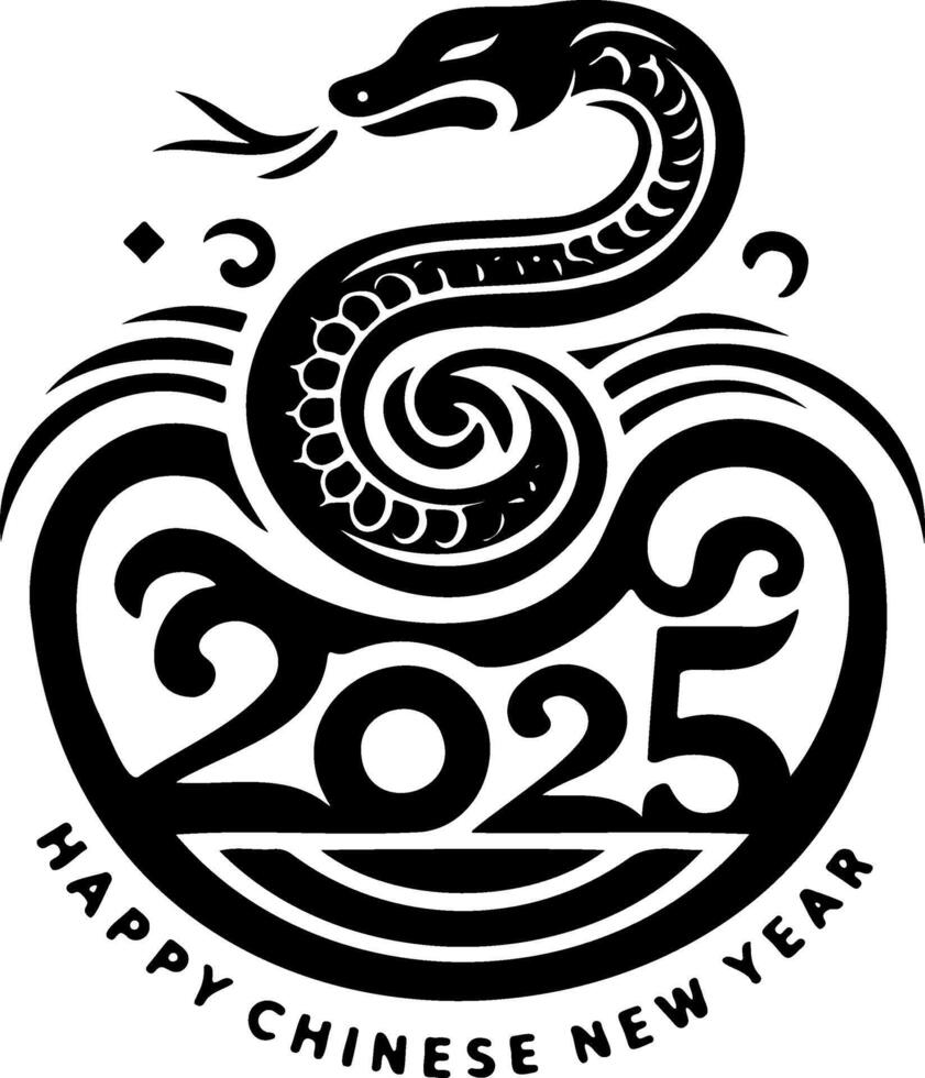 Stylized snake design for 2025 Chinese New Year celebration vector