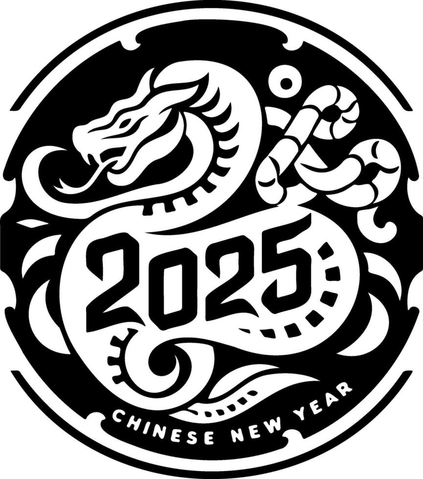 2025 Chinese New Year design featuring dragon and snake symbolizing prosperity vector