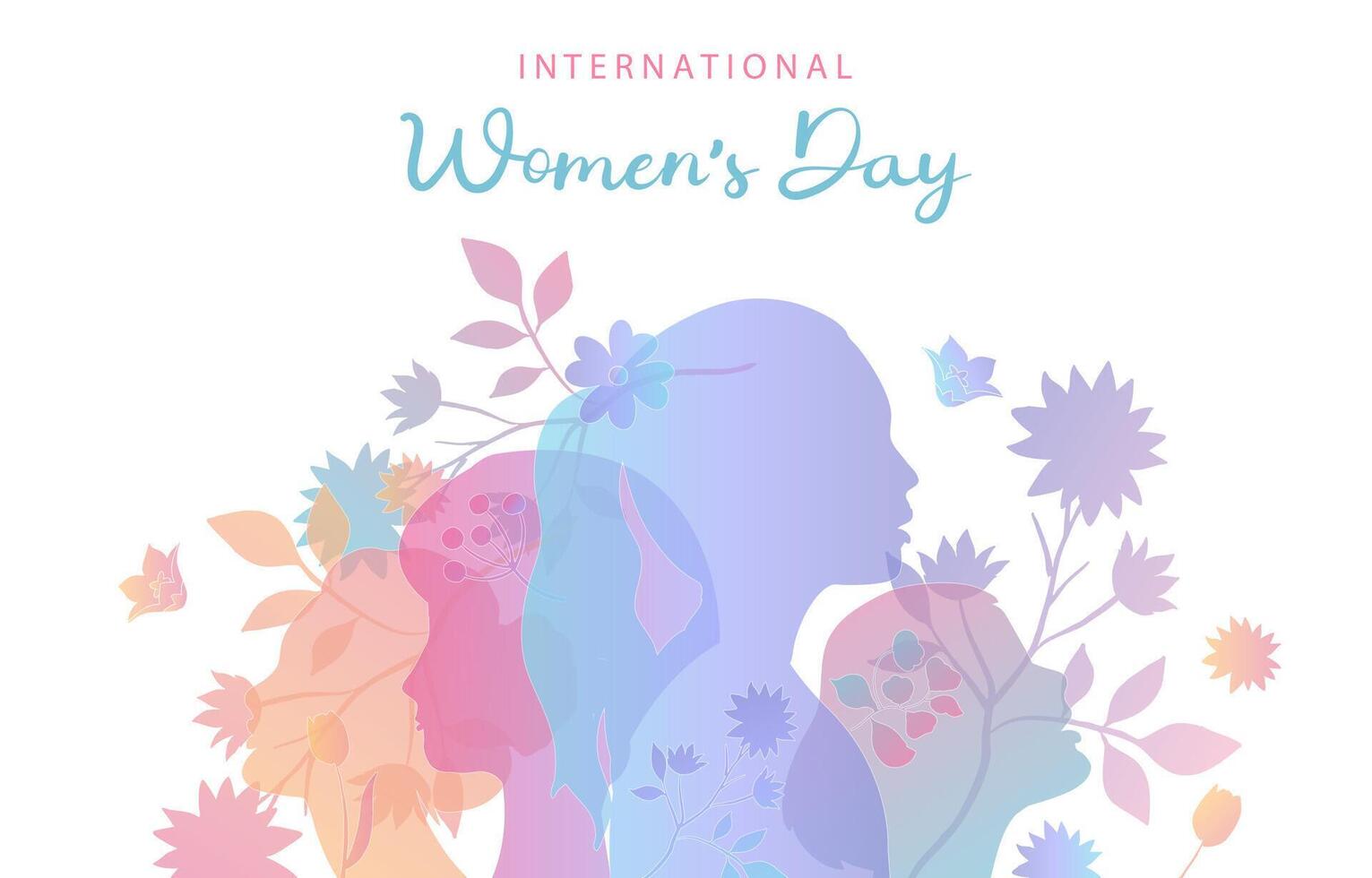 International women's day background with flower and gradient style vector