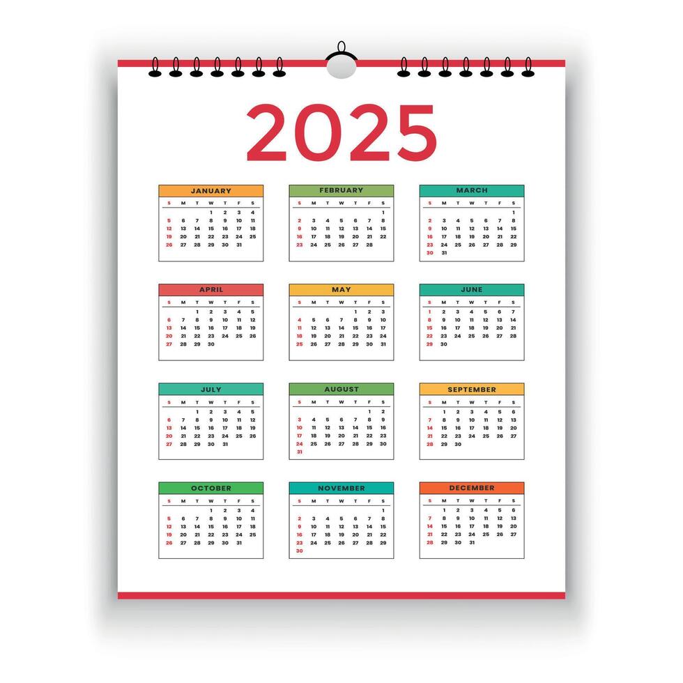 minimalist 2025 calendar template 54647803 Vector Art at Vecteezy