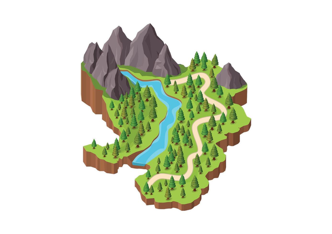 Isometric beautiful natural mountain vector