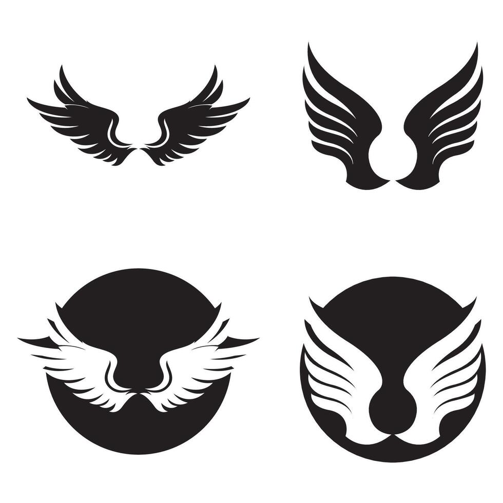Four different types of wings on a white background vector