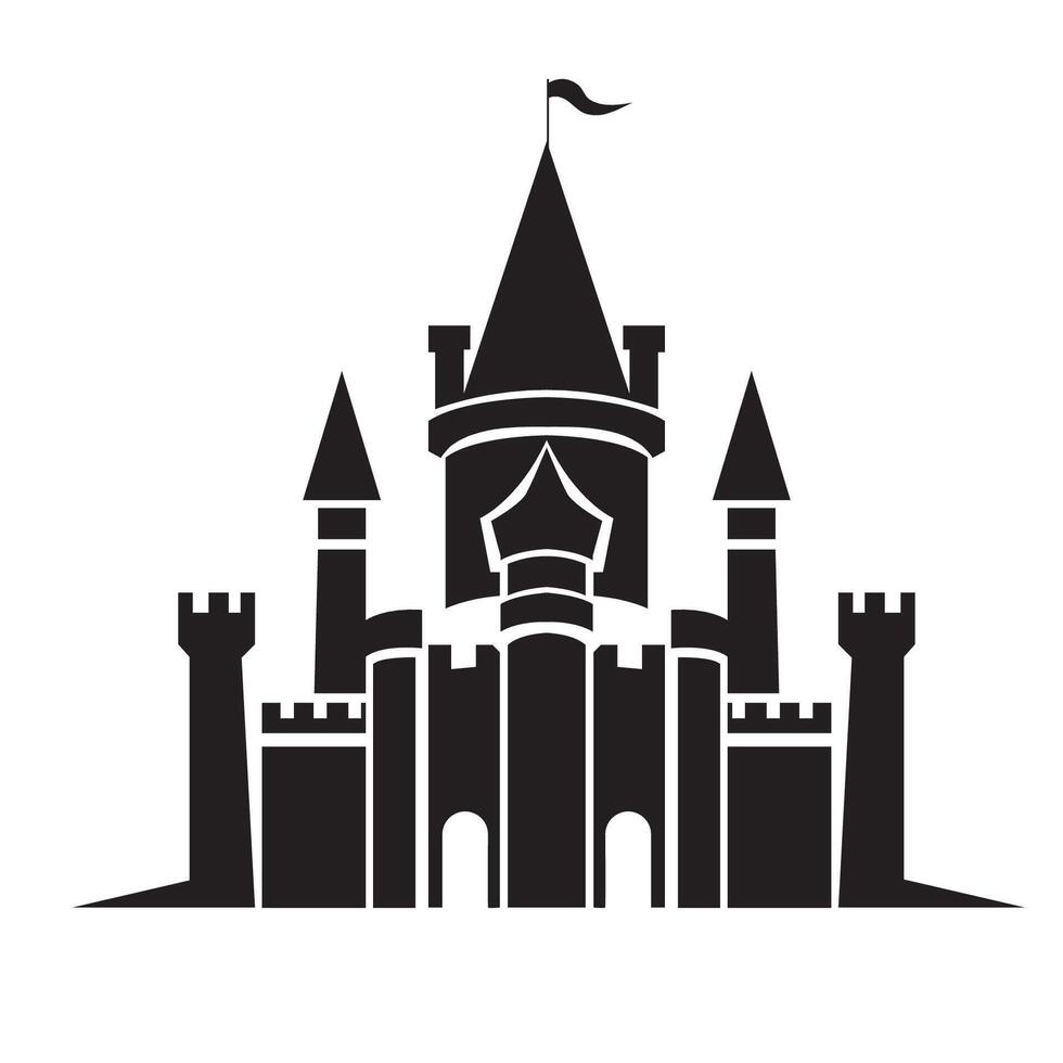 A black and white silhouette of a castle vector