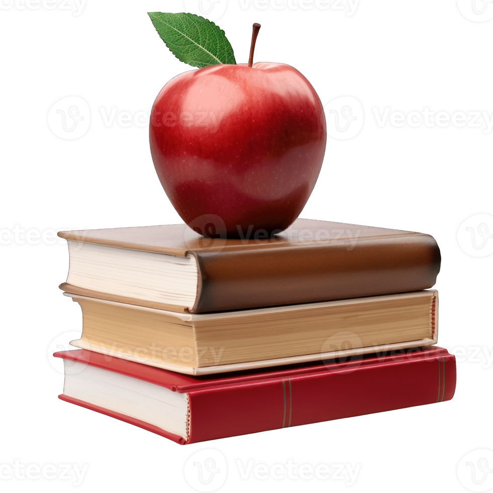 Book with Apple Back to school concept png