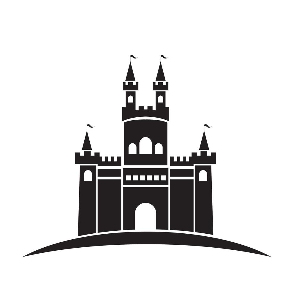 A black and white castle icon on a white background vector