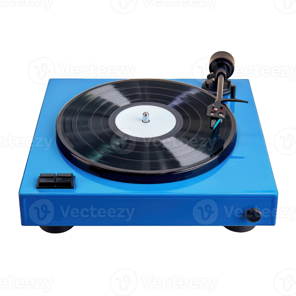 a blue record player with a black record png