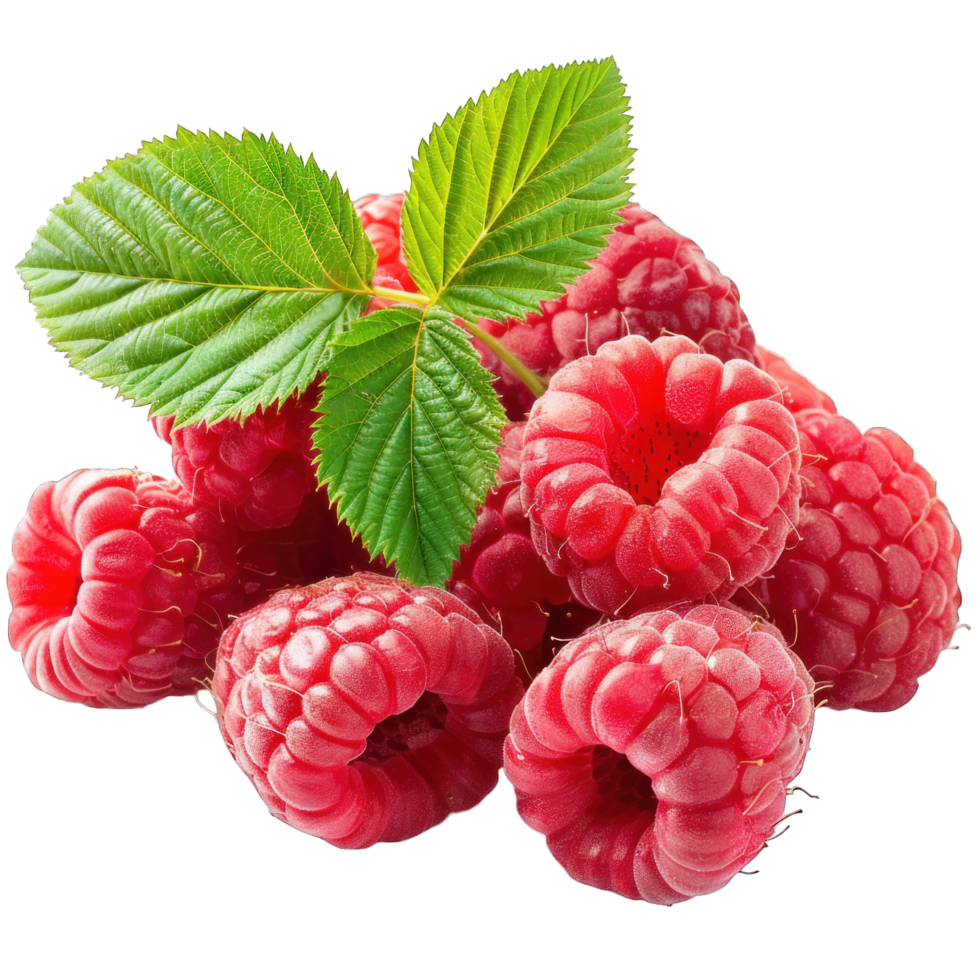 fresh raspberries with leaf png