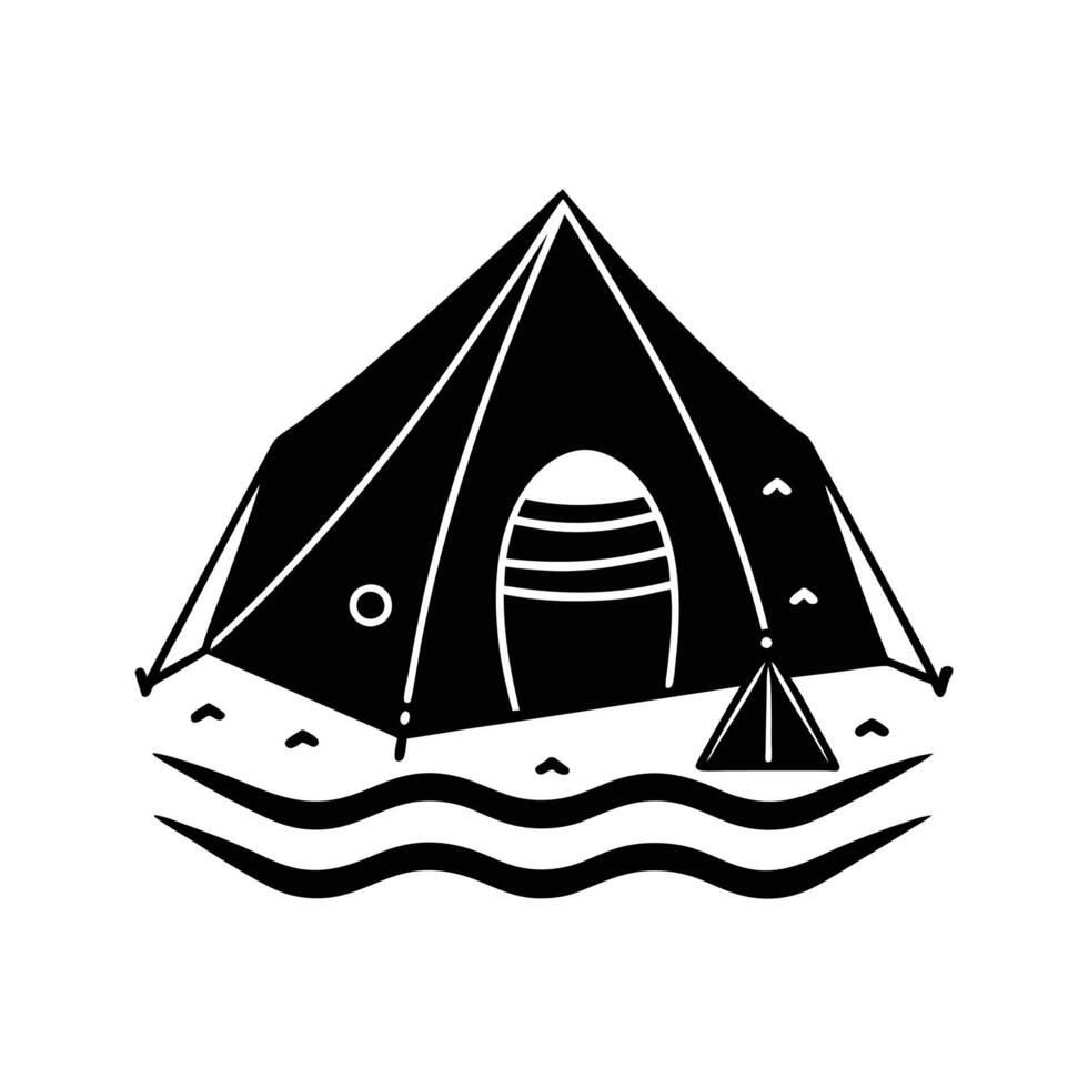 ice fishing tent silhouette design vector