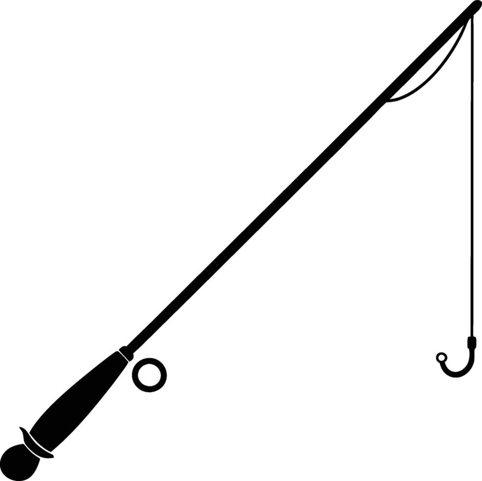 fishing rod silhouette with white background vector