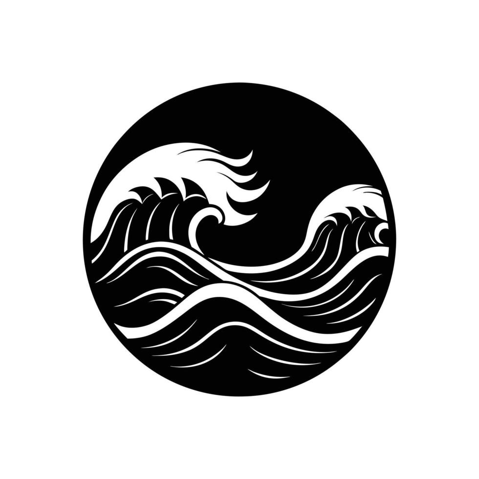 ocean waves icon silhouette on white background vector