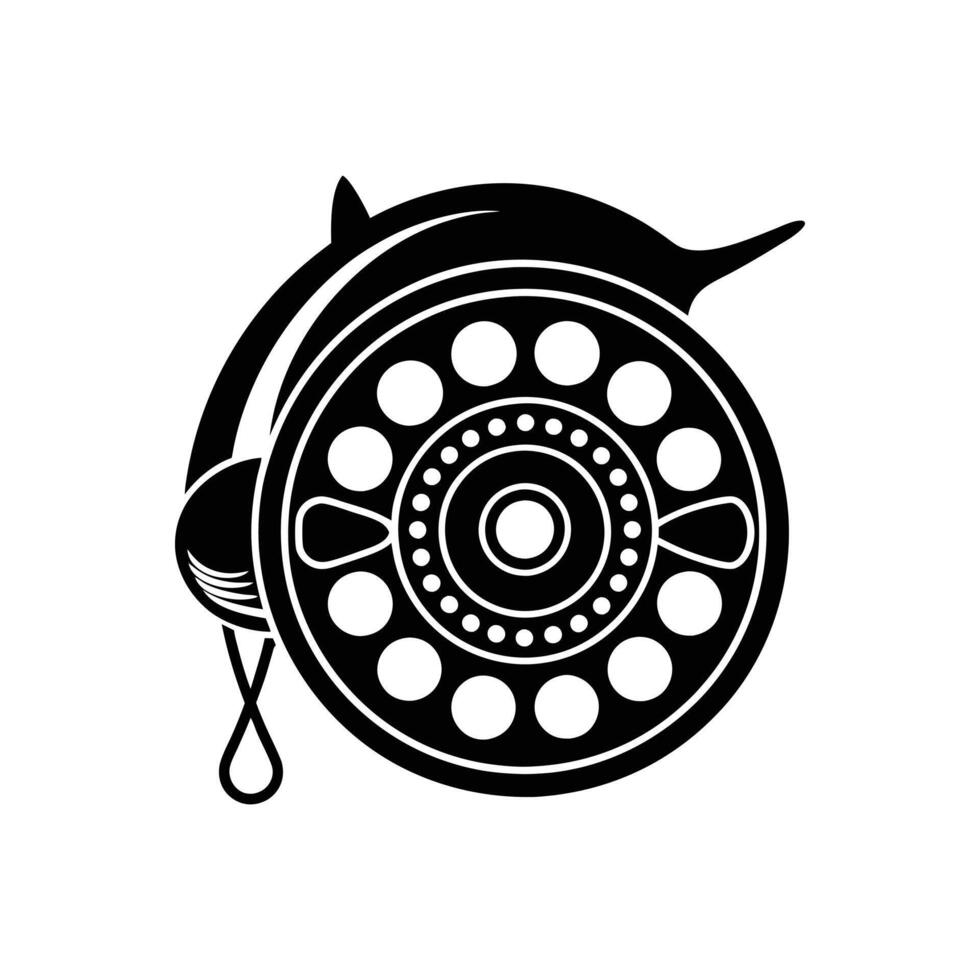 fishing reel silhouette illustration vector