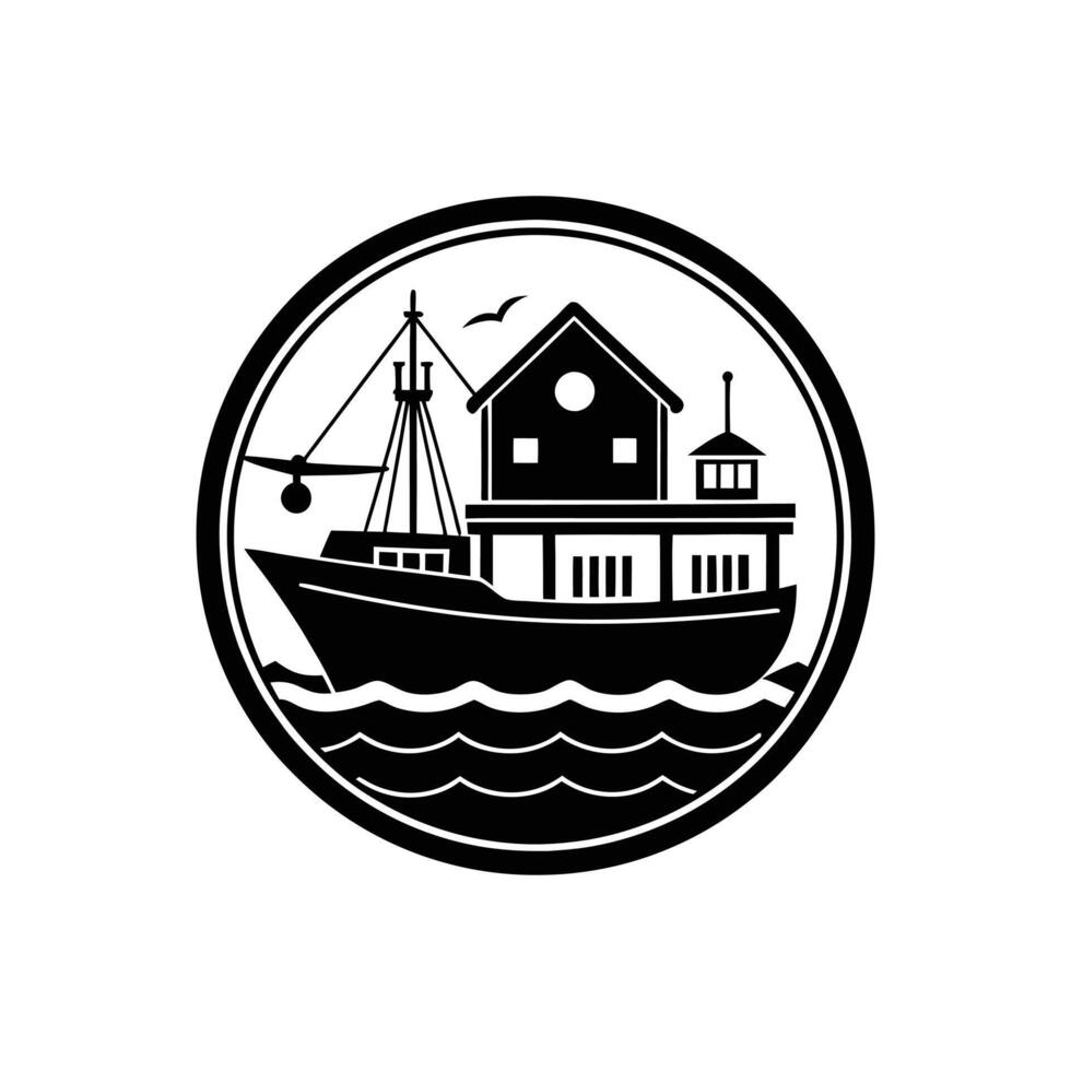 fisherman wharf silhouette icon illustration vector