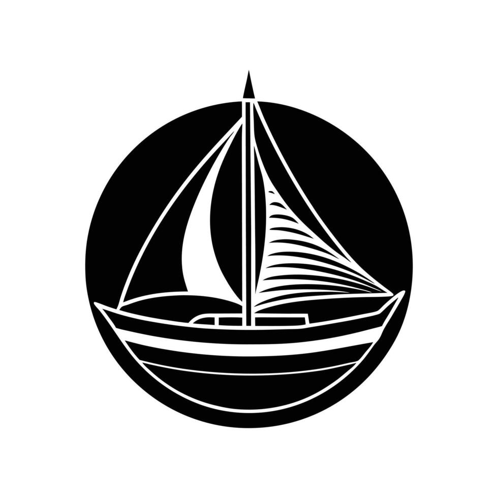 sailboat icon silhouette design vector