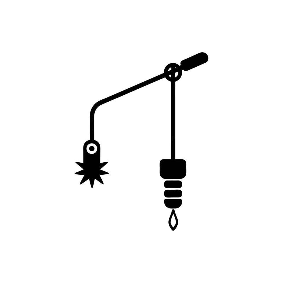 ice fishing auger silhouette illustration vector