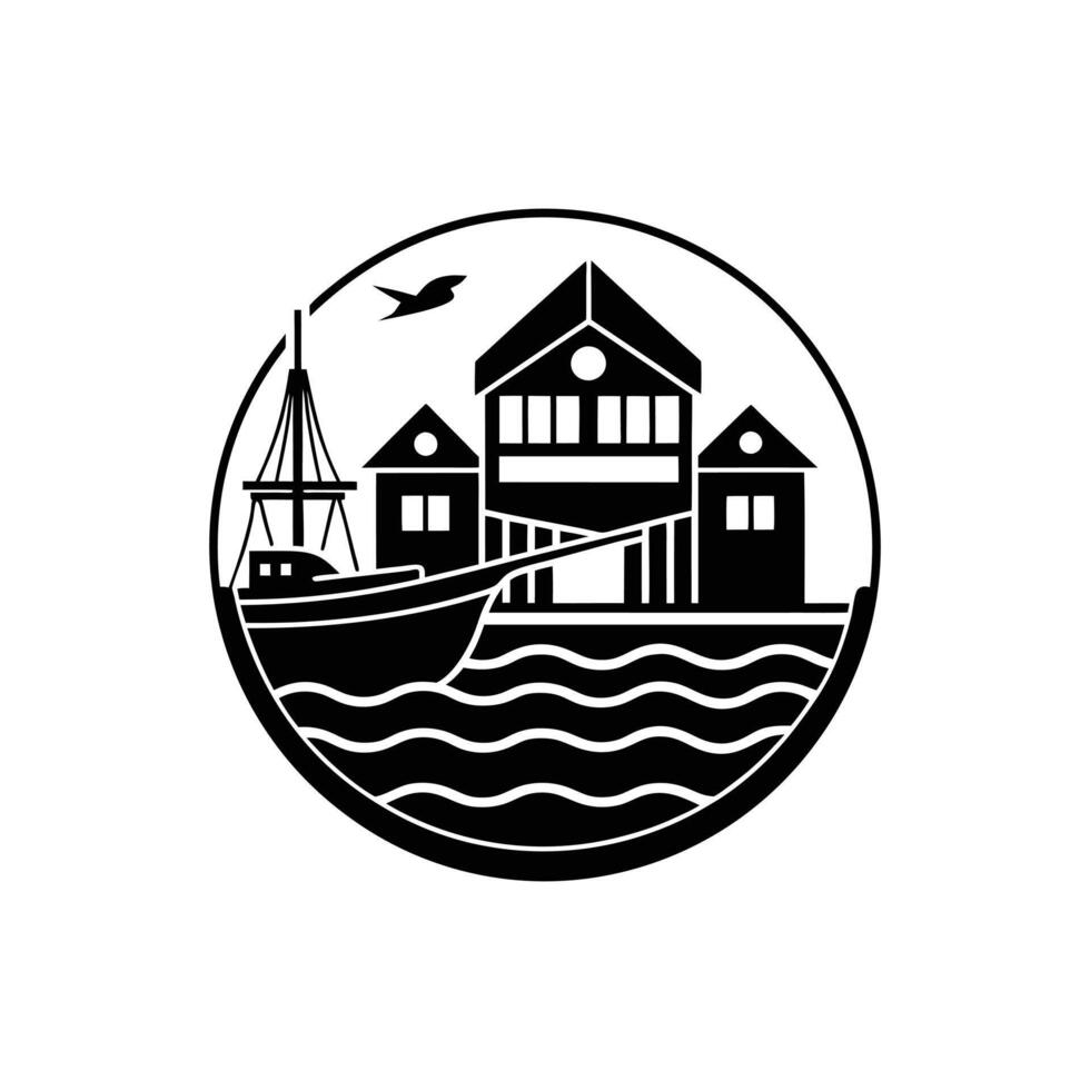 fisherman wharf icon silhouette vector