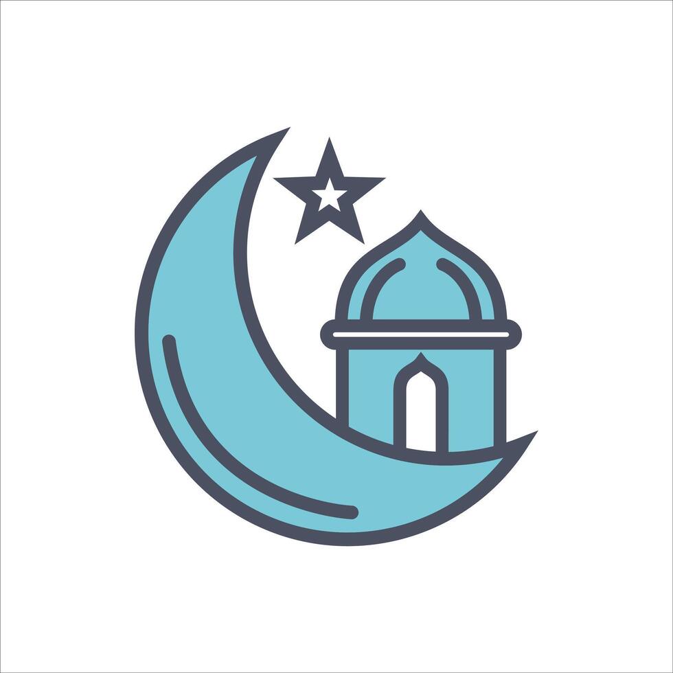 Moon and Mosque Icon vector