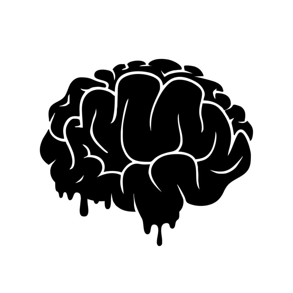 human brain illustration in melting style vector
