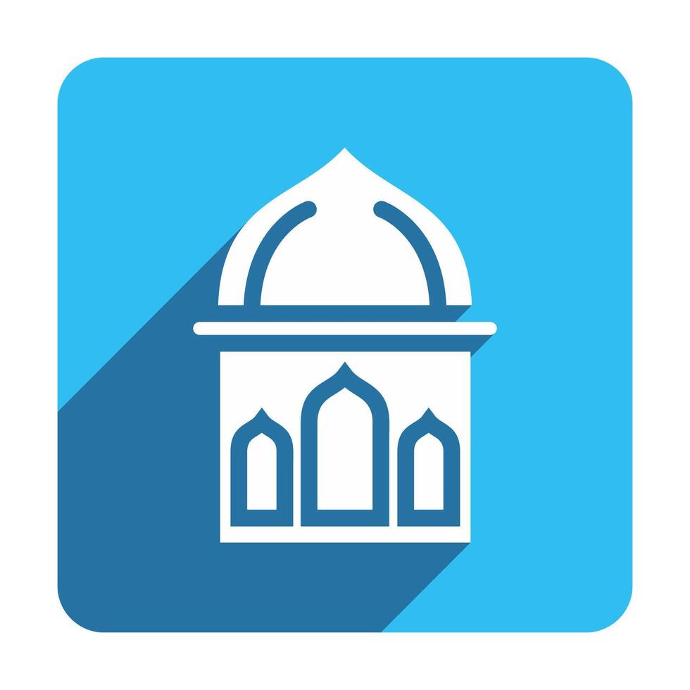 Flat Islamic Mosque Icon With Shadow vector