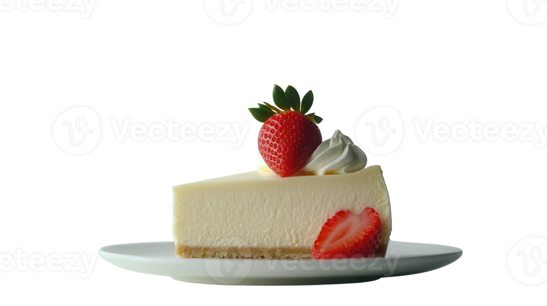 Indulge in a Tempting Slice of Cheesecake Adorned with Fresh Strawberries Perfect for Dessert Lovers and Culinary Enthusiasts Alike. png