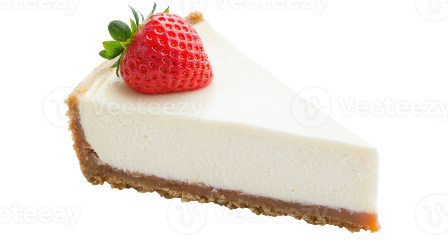 Indulge in a Flavorful Slice of Cheesecake Topped with Fresh Strawberries Perfect for Dessert Lovers and Food Photography Enthusiasts. png