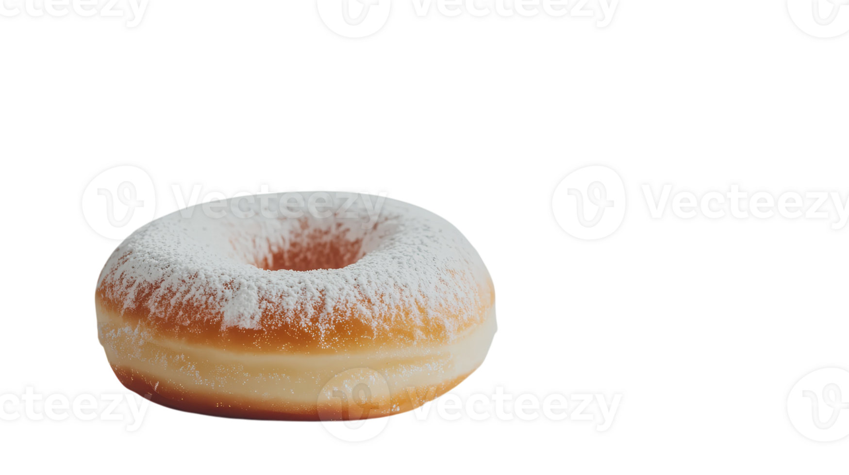 Delicious Fluffy Donut Coated with Powdered Sugar Perfect for Treats and Desserts. png