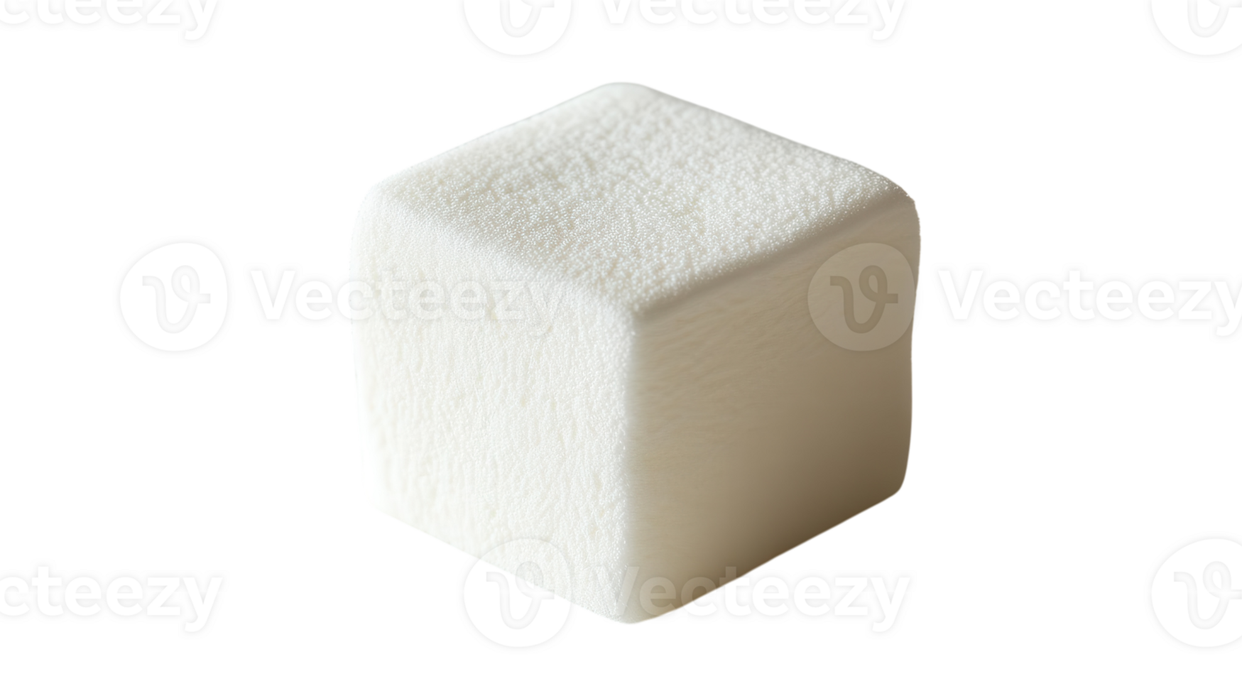 Fluffy White Marshmallow in a Perfect Cube Shape, Ideal for Creative Culinary Presentations and Sweet Treat Styling. png
