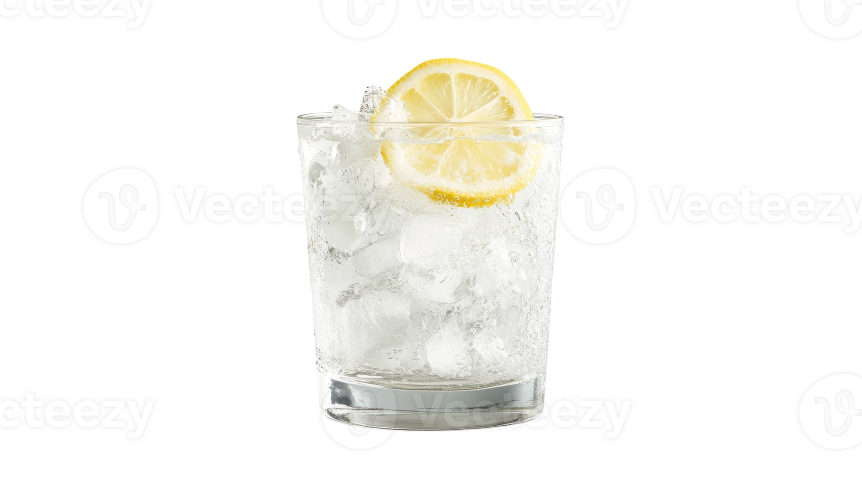 Refreshing Glass of Ice Water with Lemon Slice for Quenching Thirst and Summertime Enjoyment. png
