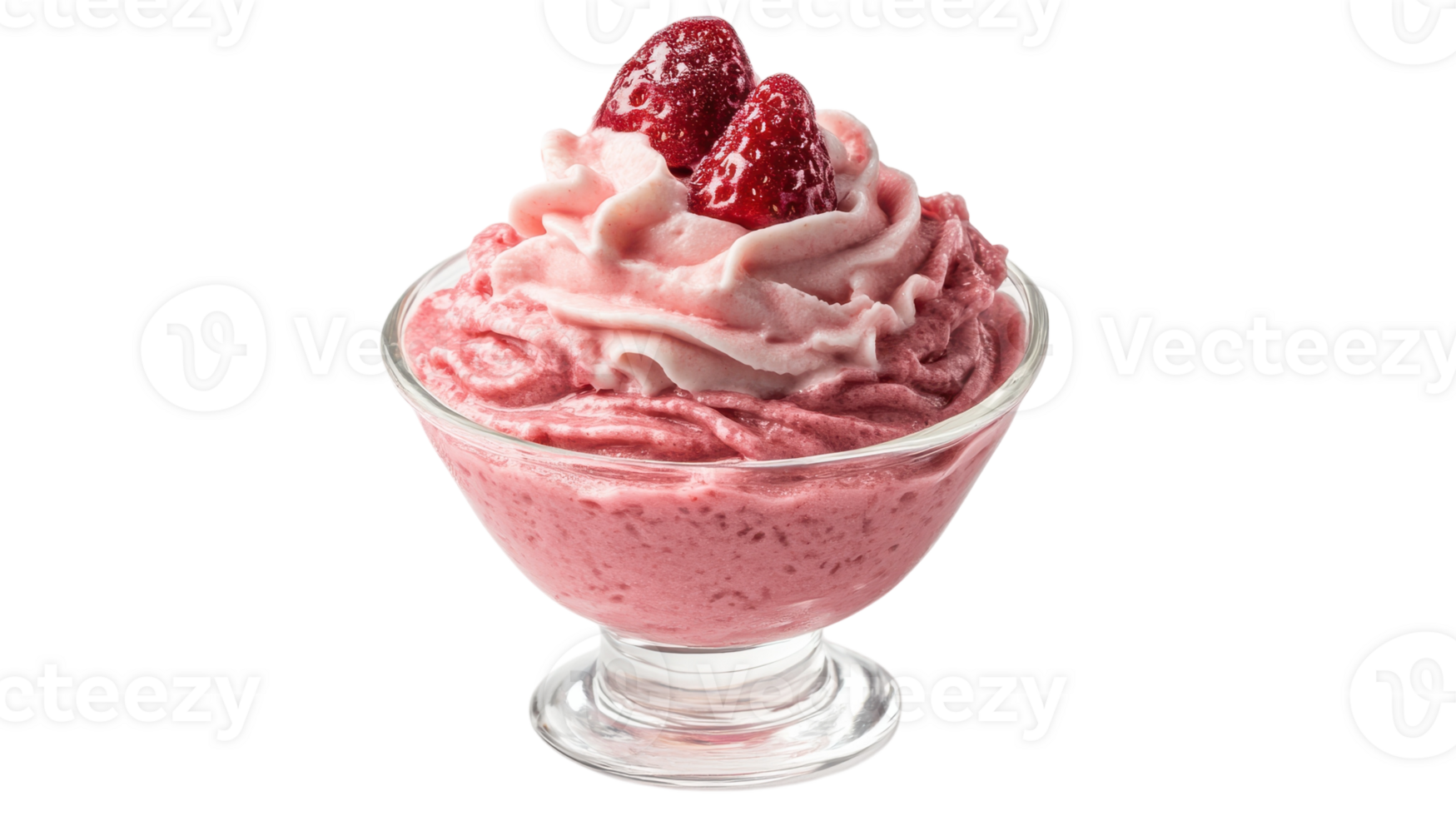 Delicious Strawberry Yogurt in a Glass Bowl Perfect for Healthy Desserts and Smoothies. png