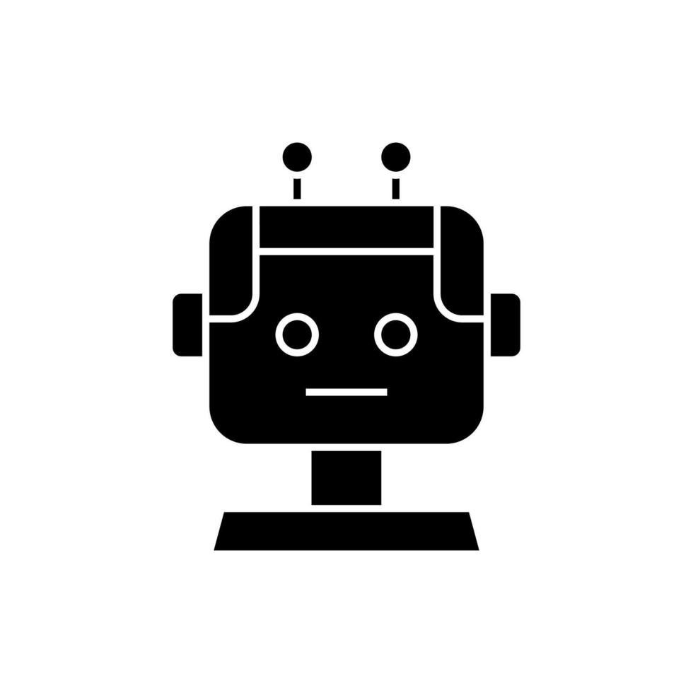 Robot solid icon design. Robot with face and stand element design vector