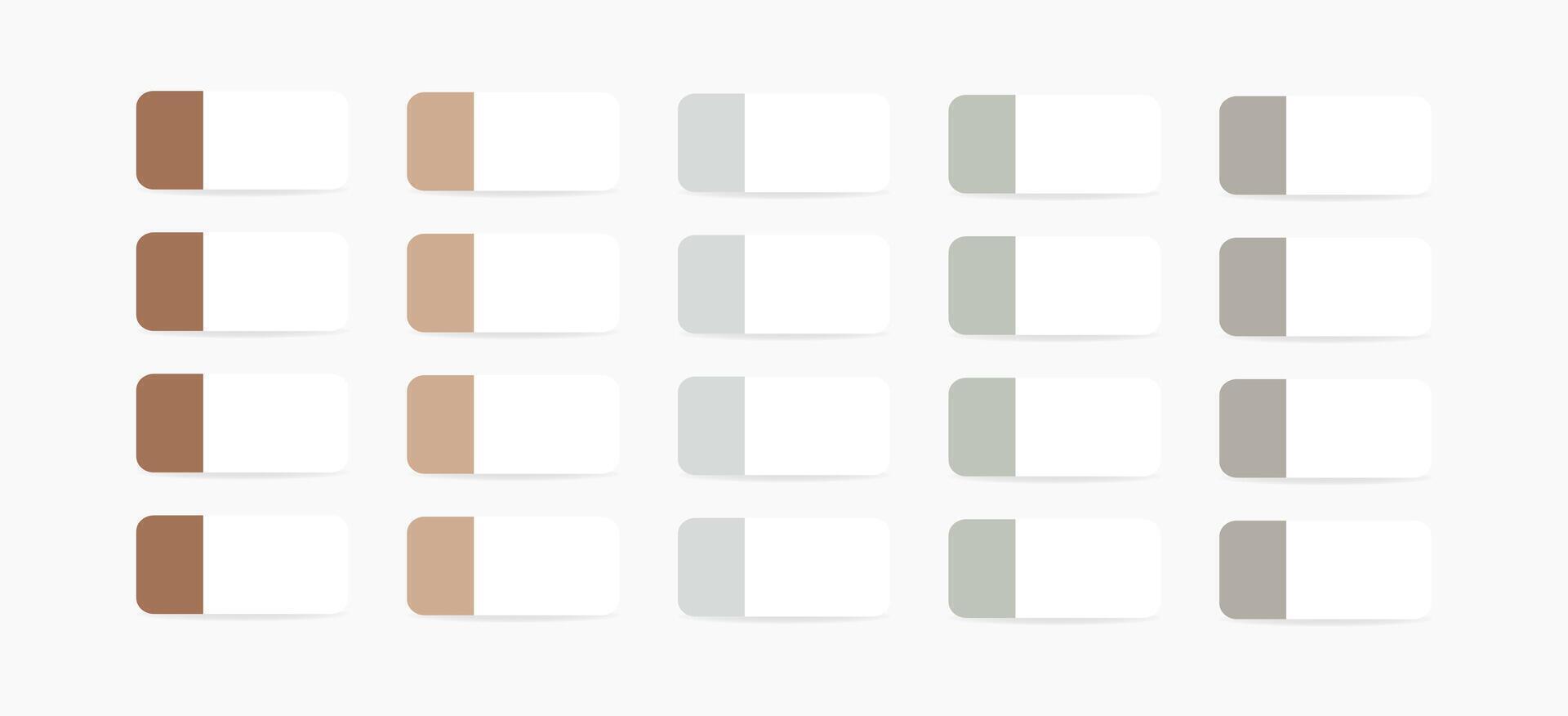White paper adhesive tape with colored edge and shadows. Sticky office paper tape. Colored bookmarks, post note sticker. Isolated realistic illustration set vector