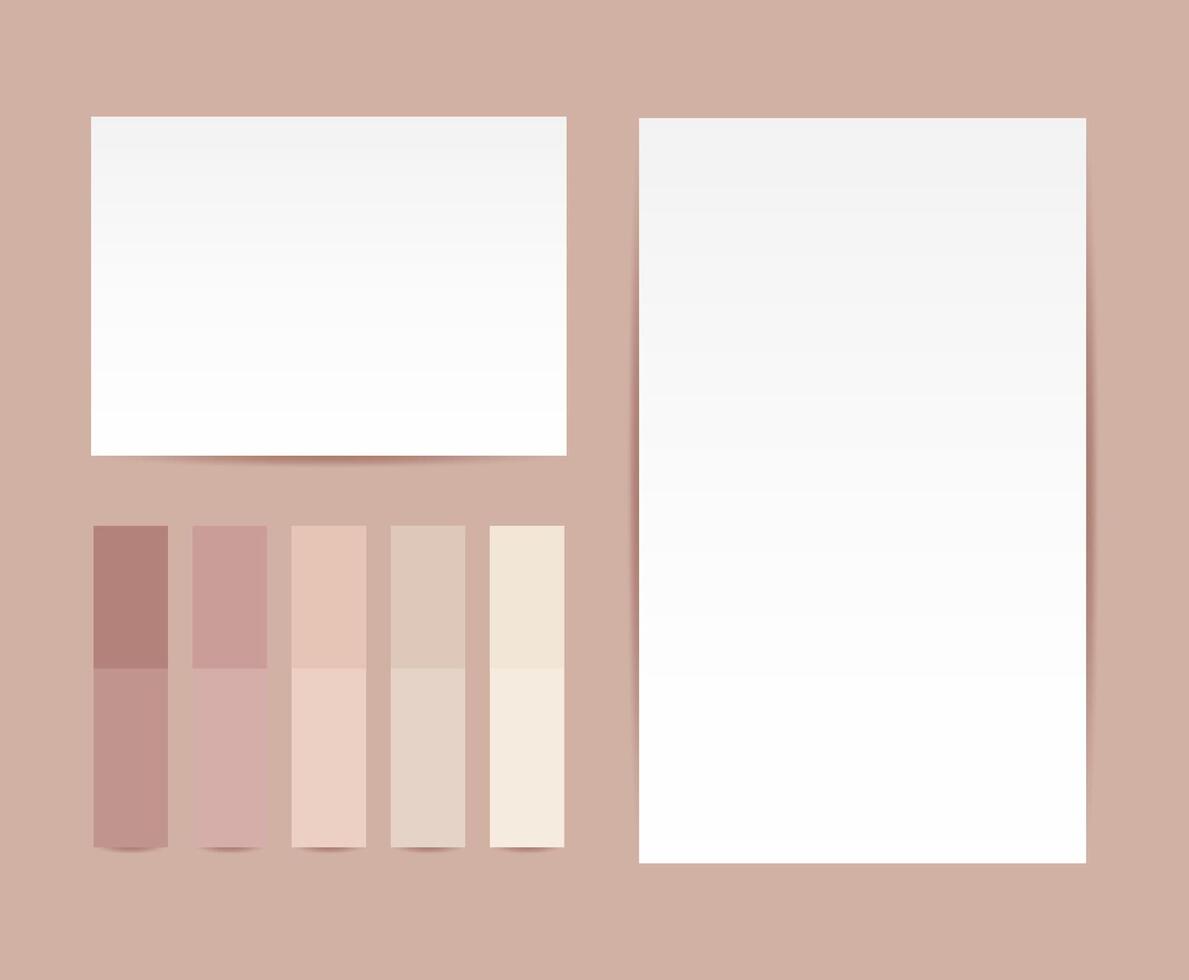 Set of white stickers, short small paper adhesive tapes. Colored sticky note with shadows. Isolated realistic illustration in trendy beige colors vector