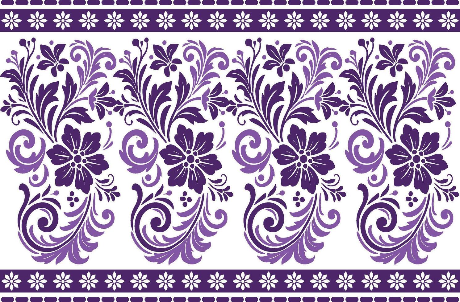 abstract seamless floral pattern with border design, combining vintage botanical motifs and ethnic geometric influences for fabric, textiles, wallpaper, and fashion items vector