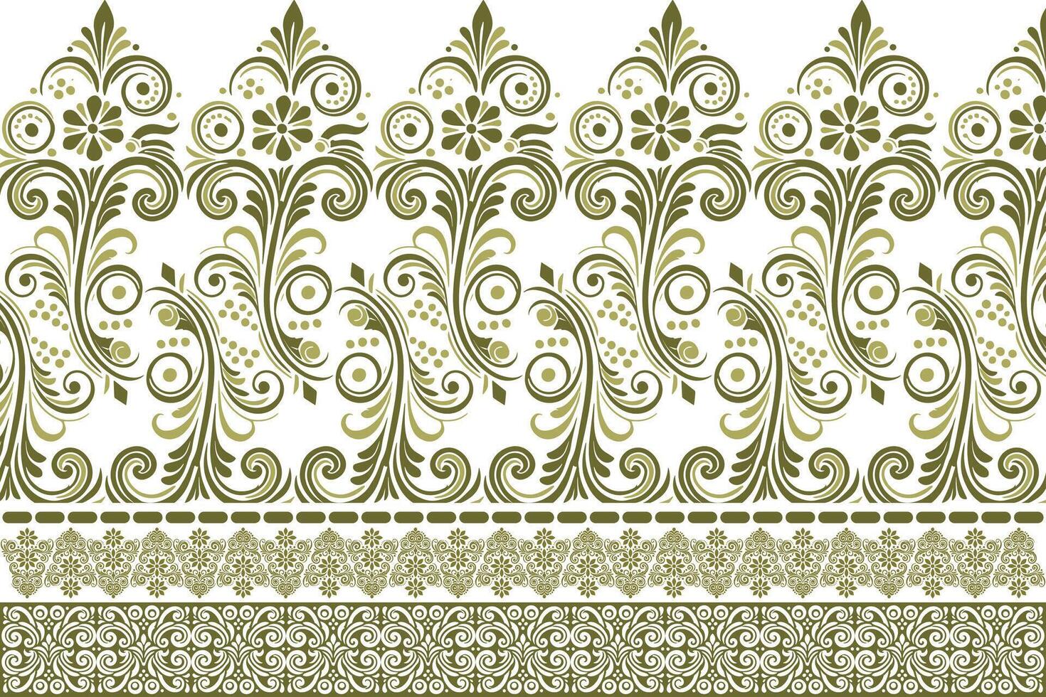 abstract seamless floral pattern with border design, featuring vintage botanical elements and ethnic geometric motifs for textiles, fabric, wallpaper, and fashion designs vector