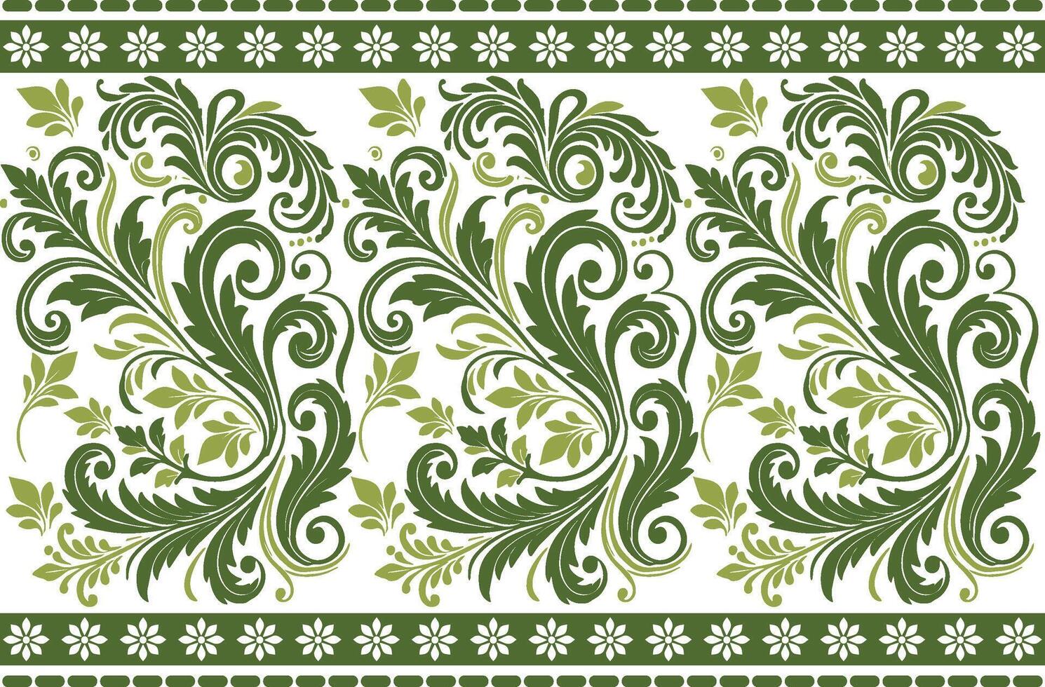 abstract seamless floral pattern with border design vintage botanical motifs and ethnic geometric details for fabric textiles wallpaper and fashion accessories vector