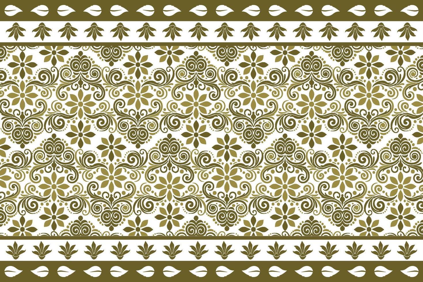 abstract seamless floral pattern with border design and vintage botanical motifs combined with ethnic geometric elements for fabric textiles, wallpaper, and fashion vector