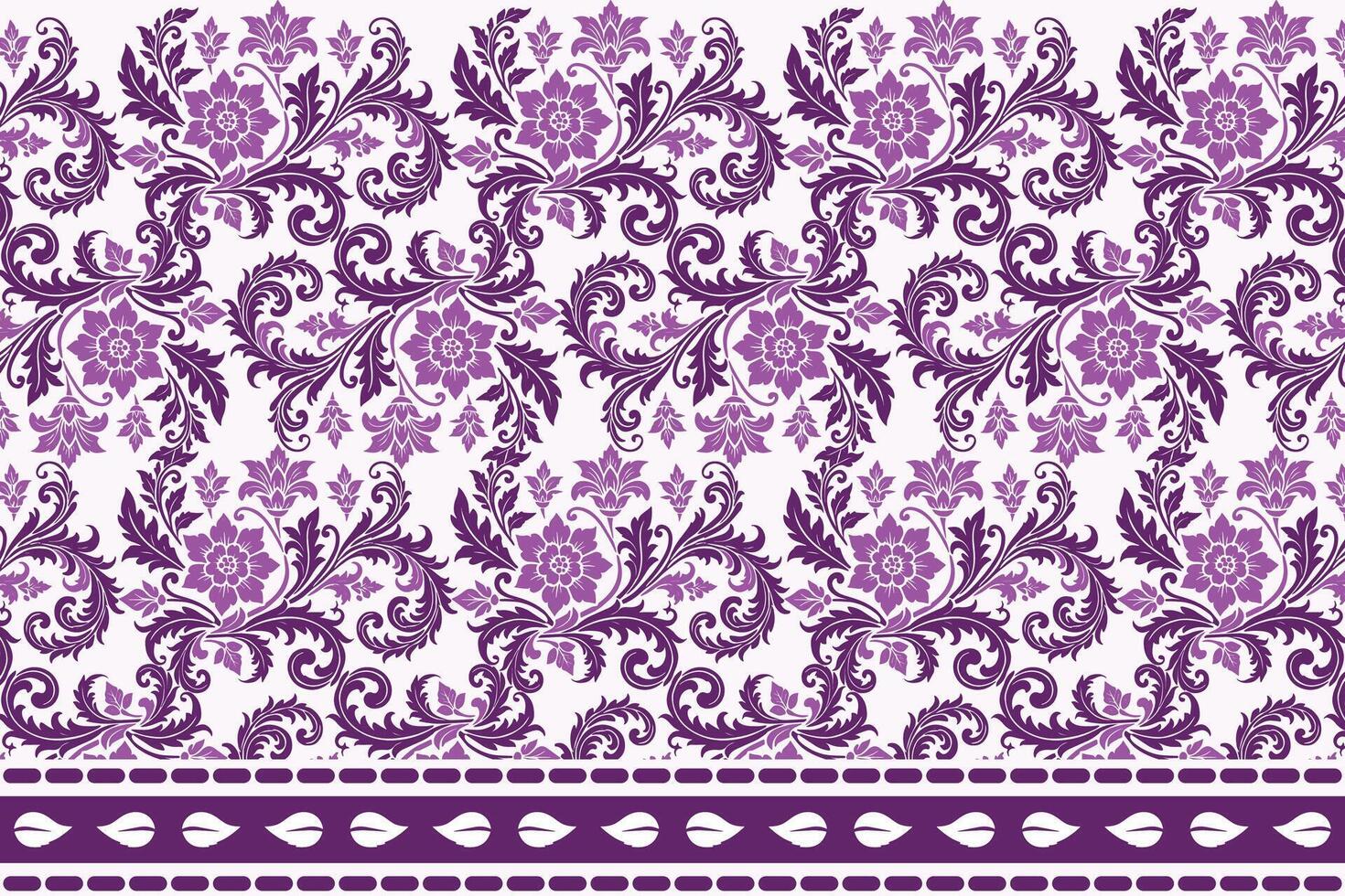 abstract seamless floral pattern with border design, vintage botanical and ethnic geometric motifs for fabric, textiles, wallpaper, and fashion accessories vector