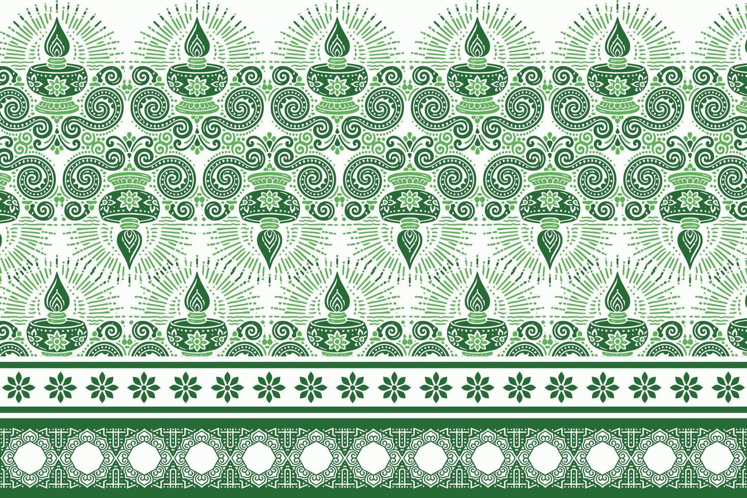abstract floral seamless pattern with border design, vintage botanical motifs, and ethnic geometric accents for fabric, textiles, wallpaper, and fashion garments vector