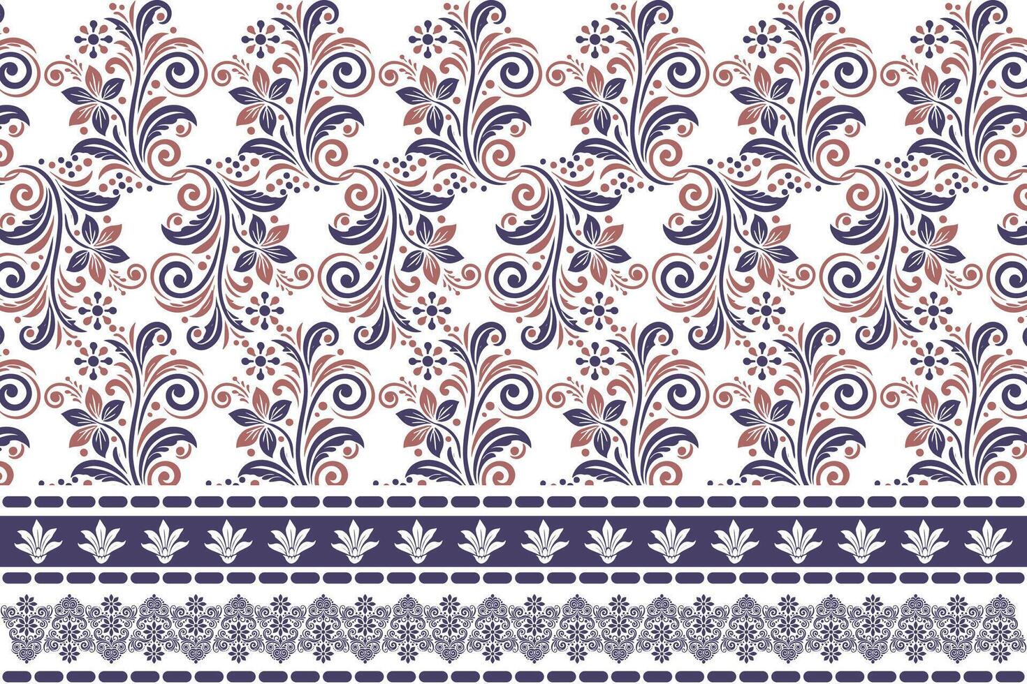 abstract seamless floral pattern with border design, vintage botanical motifs, and ethnic geometric details for fabric, textiles, wallpaper, and fashion pieces vector